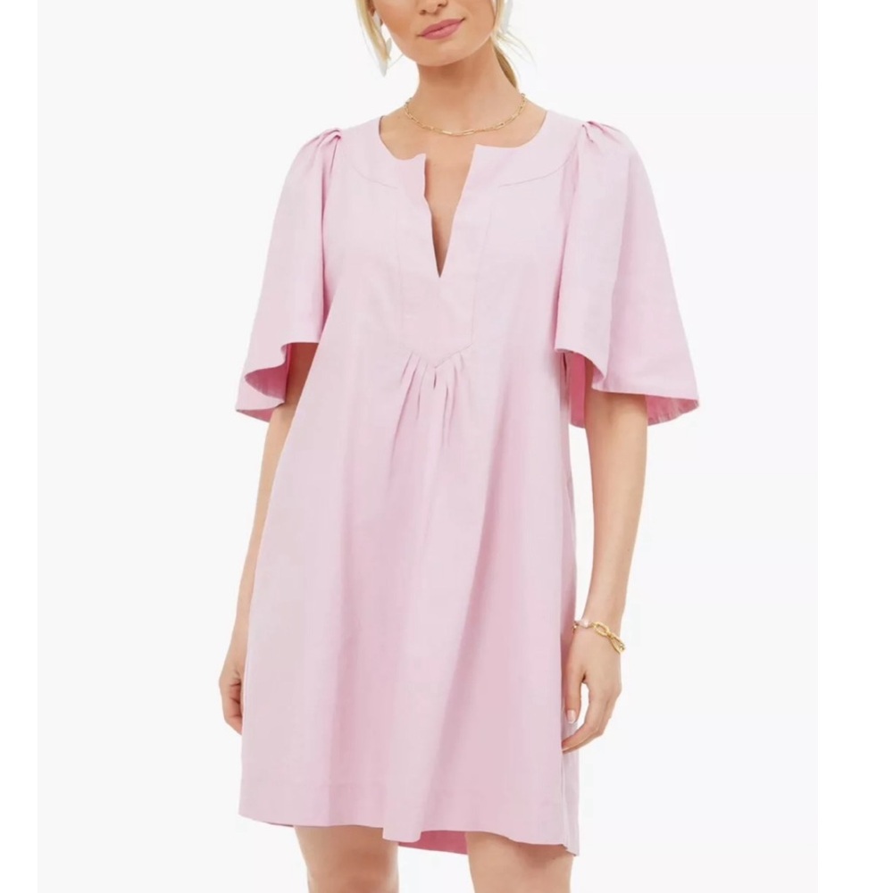 Pomander Place Light Pink Flutter Sleeve Shift Dress